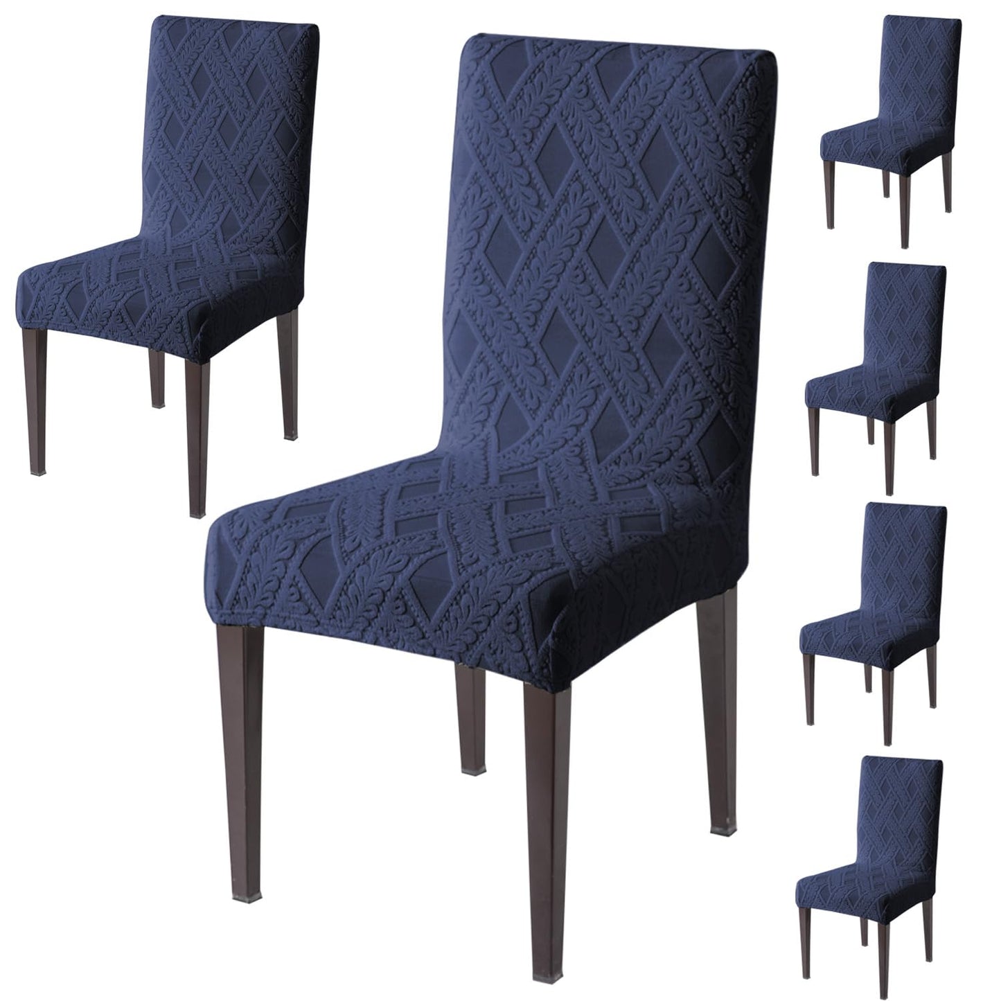 Chair Cover Set of 1/2/4/6, 190 GSM Jacquard, Blue