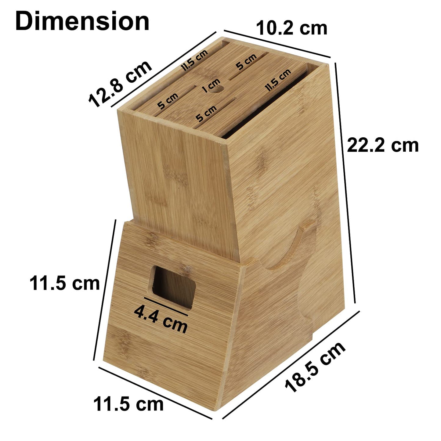 Wooden Knife Holder for Kitchen, Knives Holder Stand with 5 Slots.