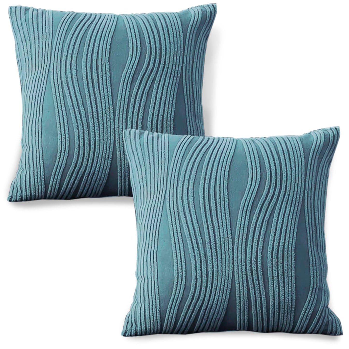 Buy Sea Blue Colour Festive Square Zippered Sofa Cushion Covers