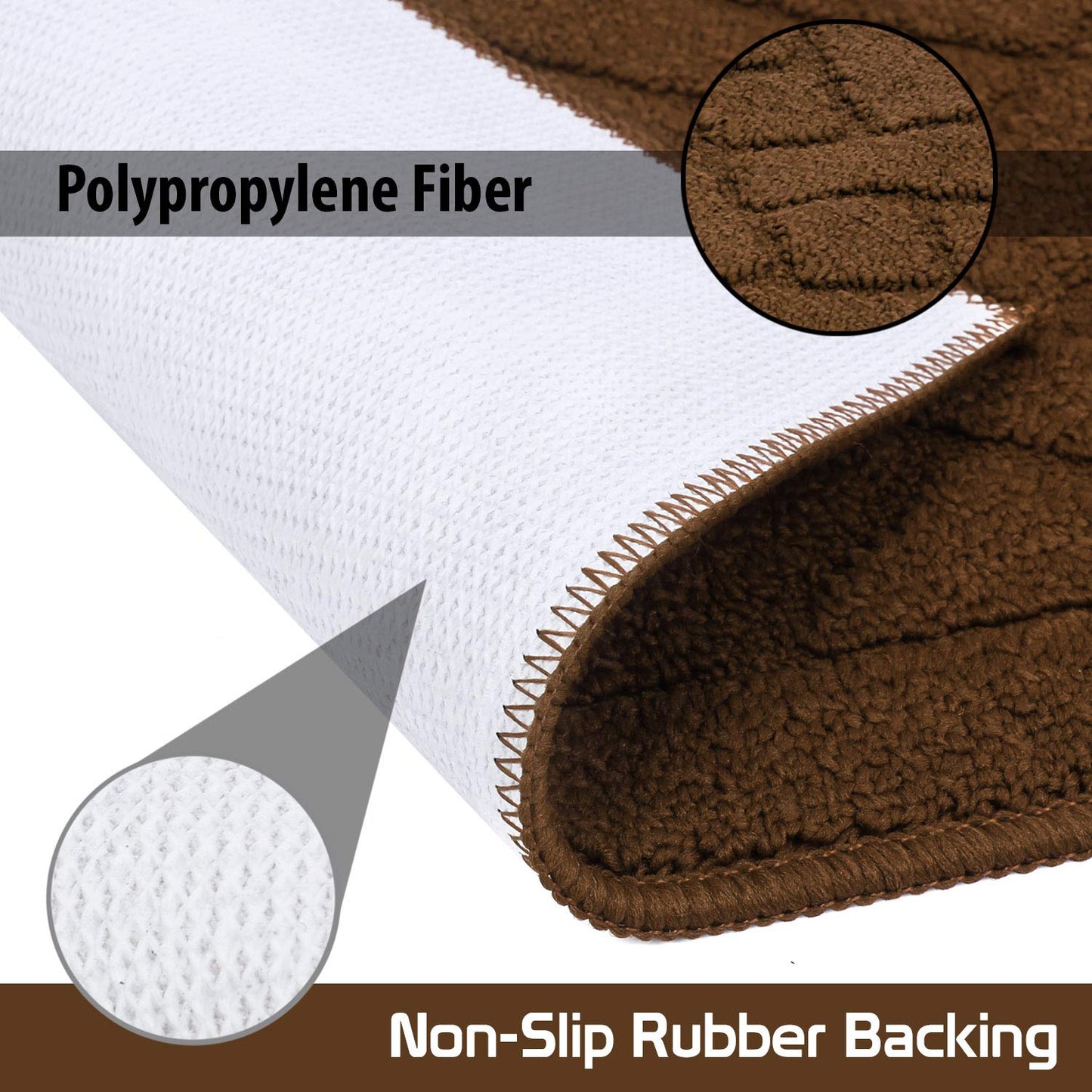 Front Door Inside and Outside Dirt Trapper Mat Polypropylene Fiber Anti-Slip Rubber Back Machine Washable Mat, Rectangular - 45 x 70 cm, Brown