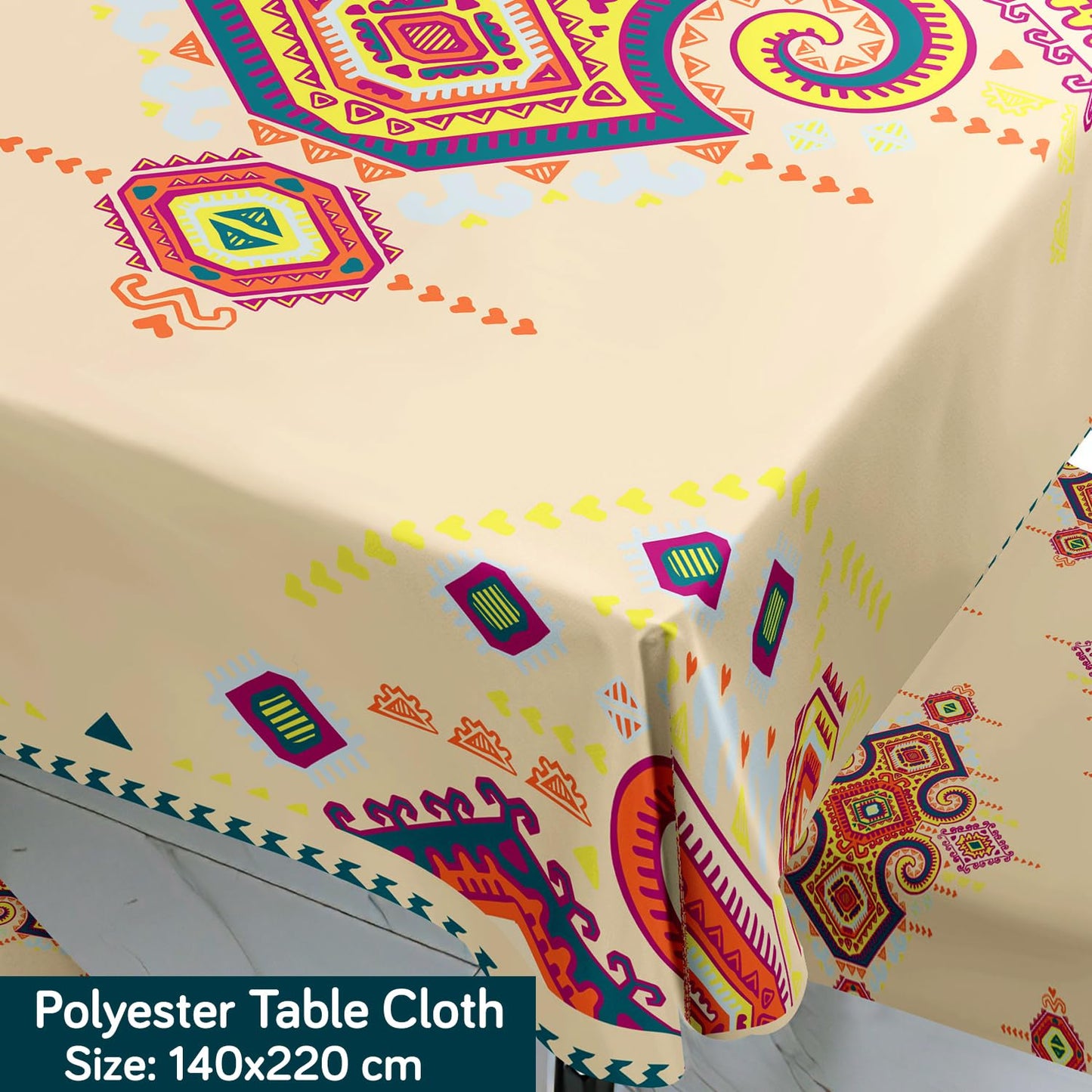 Beige Dining Table Cover with Chair Covers | 4/6 Seater