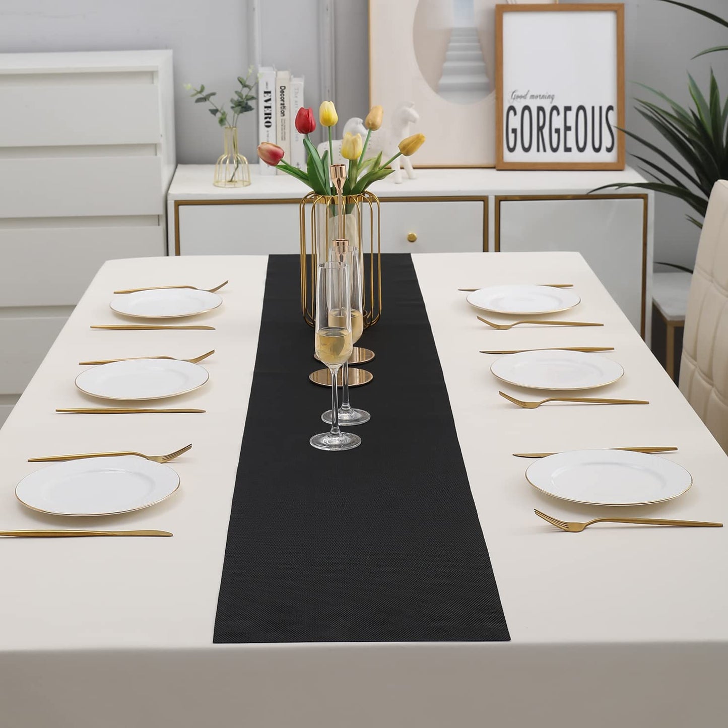 PVC Table Runner, Black