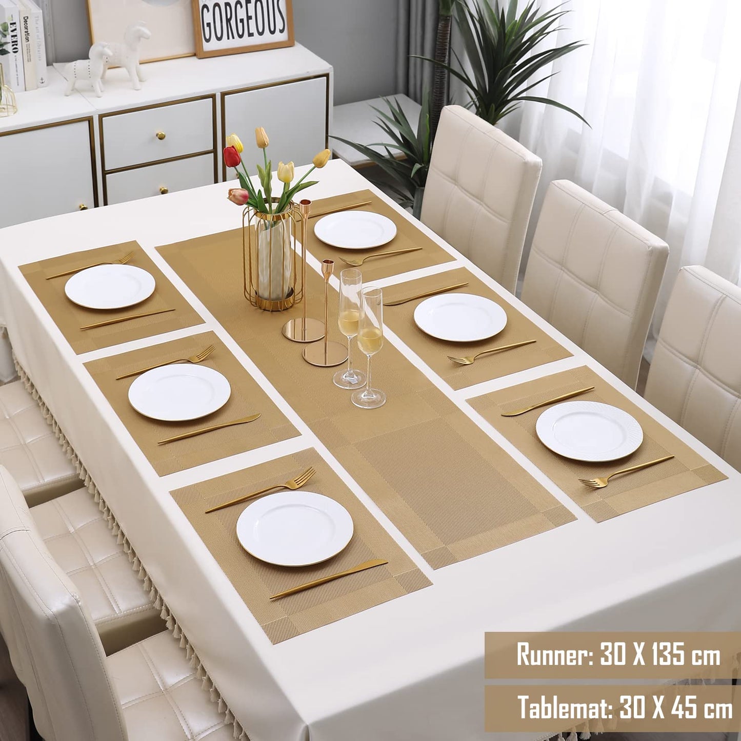 PVC Dining Table Mats, Gold