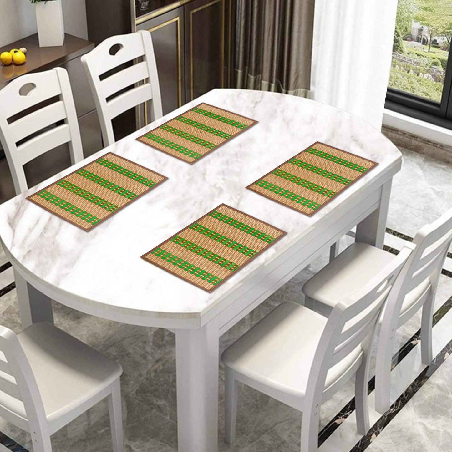 Heat Resistant Bamboo Dinner Mats, Green