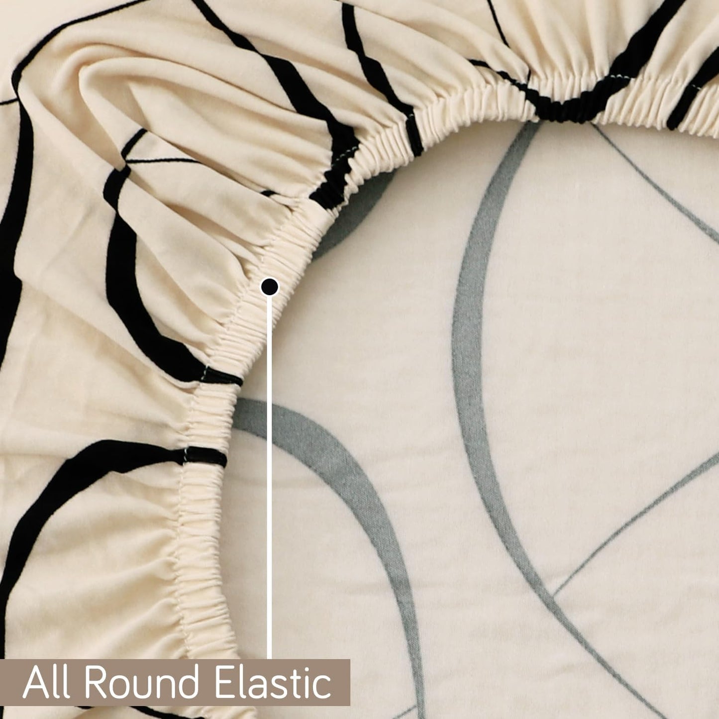 HOKIPO 140gsm Stretchable Office Chair Cover, Natural Beige Abstract Art