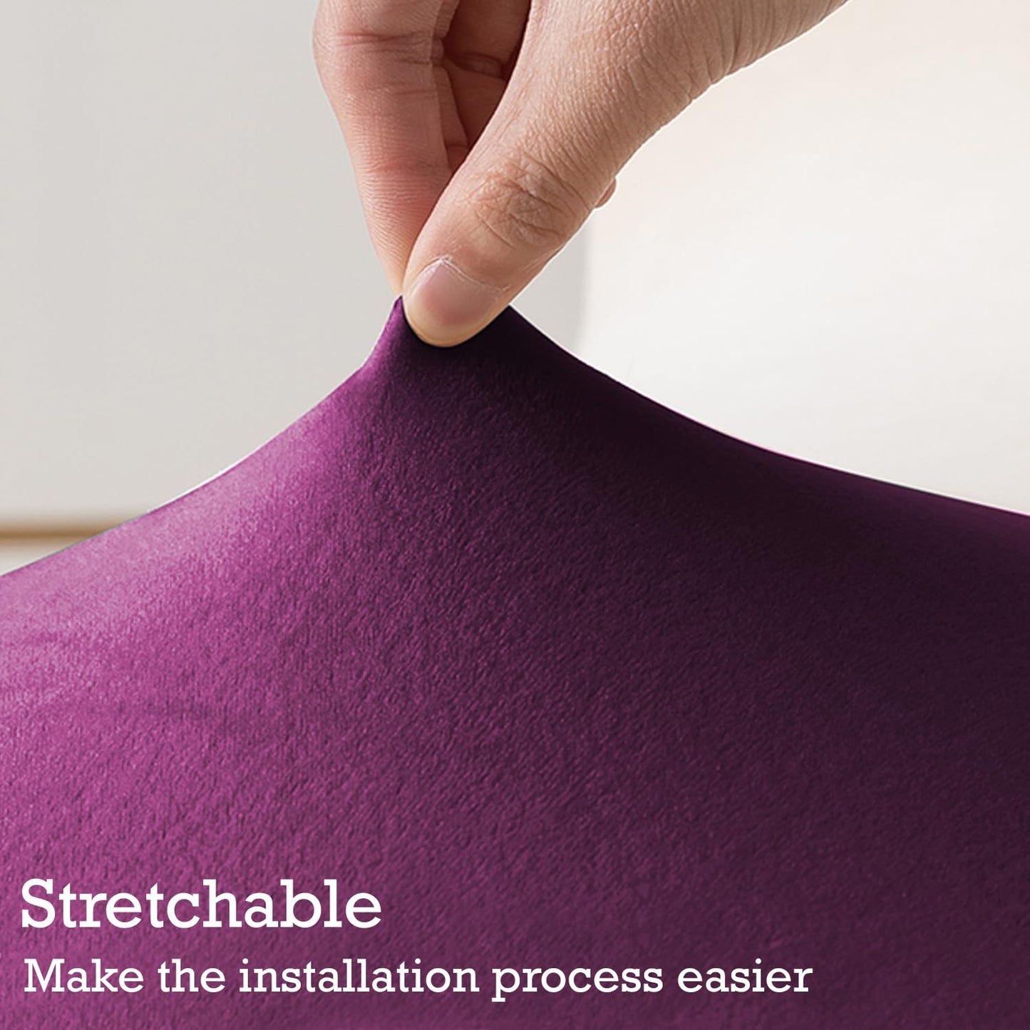 Purple Stretchable Fabric Velvet Wing Chair Covers