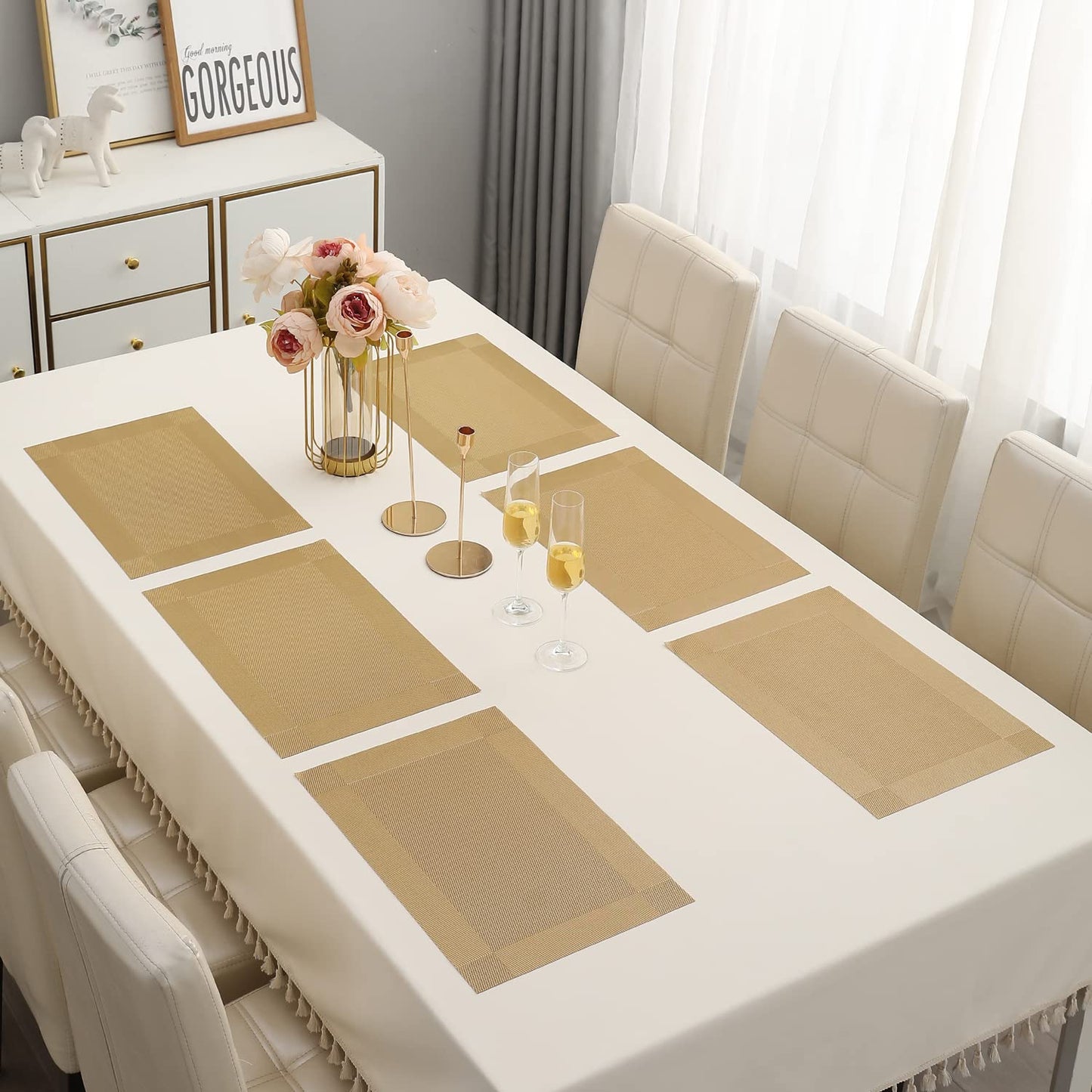 PVC Dining Table Mats, Gold