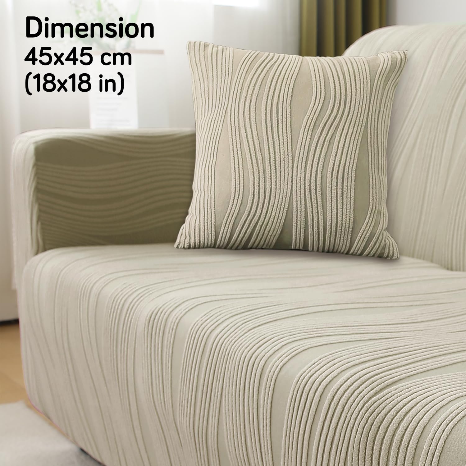 Buy Skimmed Cream Colour Premium Square Zippered Sofa Cushion Covers for Traditional Decor