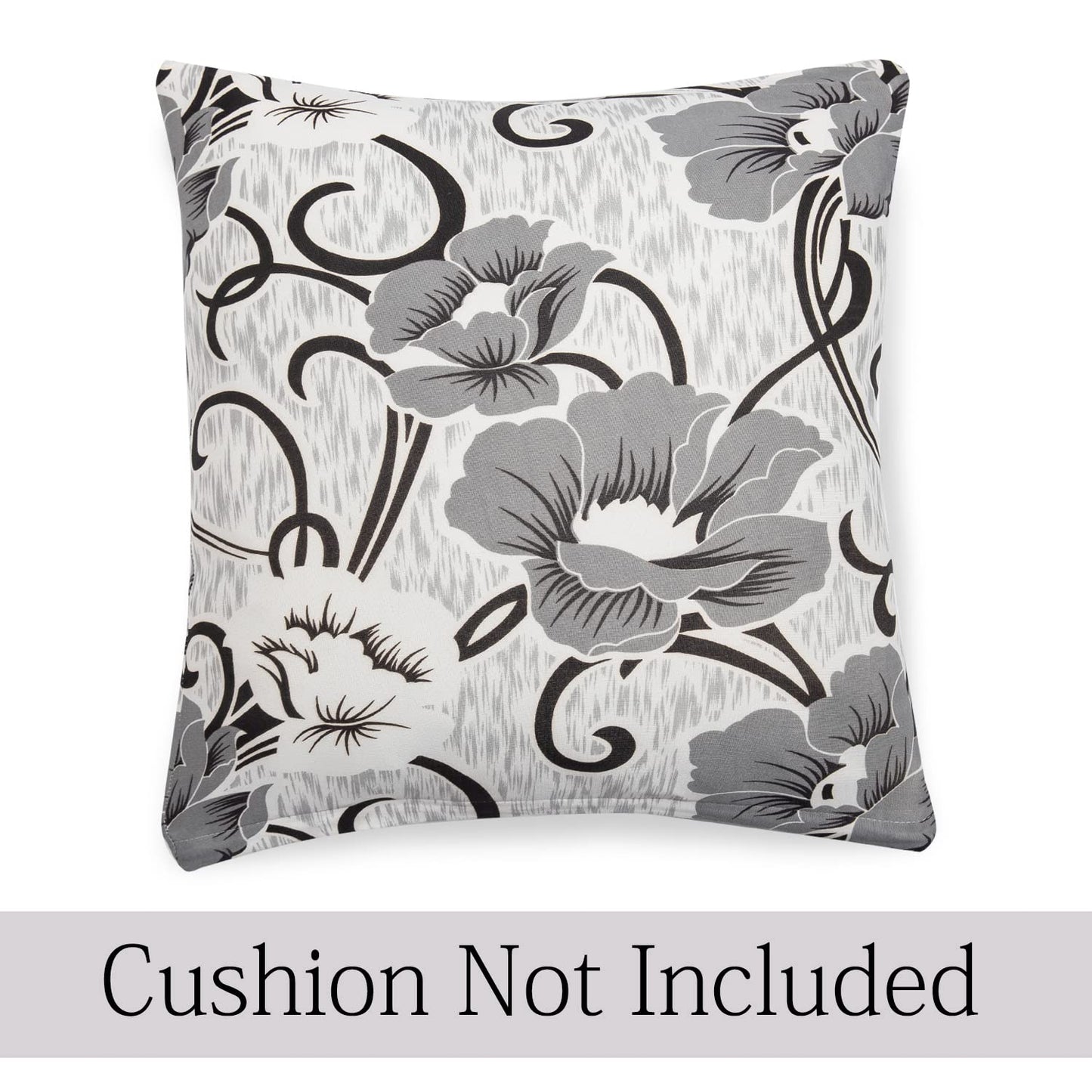Stretchable Pack of 2 Cushion Cover 16x16 inch,White Grey Flowers