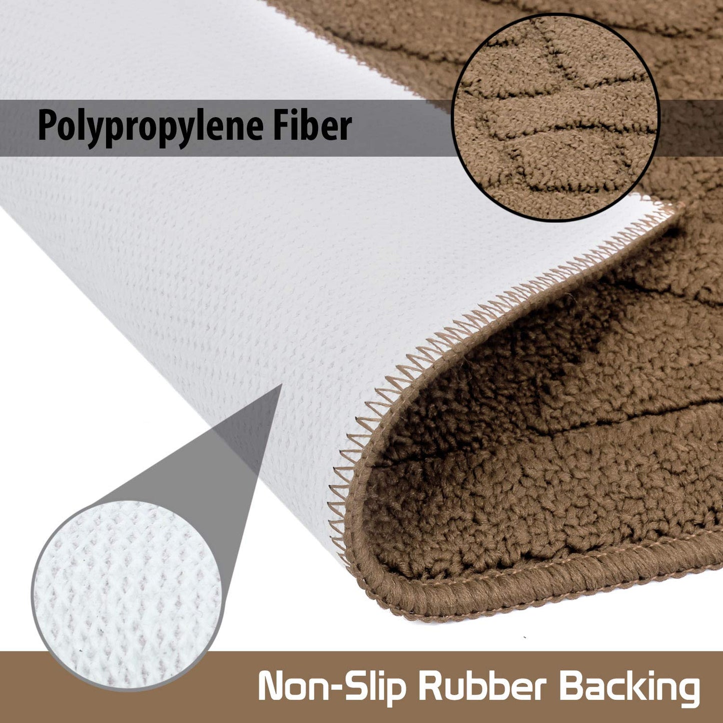 Front Door Inside and Outside Dirt Trapper Mat Polypropylene Fiber Anti-Slip Rubber Back Machine Washable Mat, Rectangular - 45 x 70 cm, Light Brown