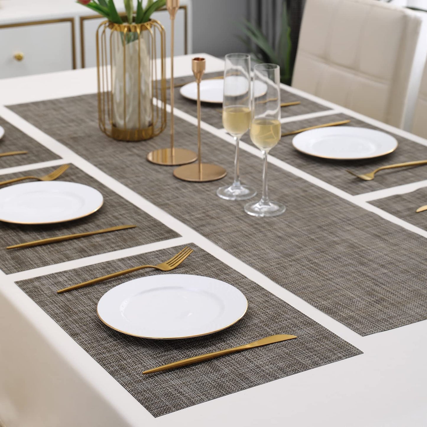 PVC Dining Table Mats, Ash Grey