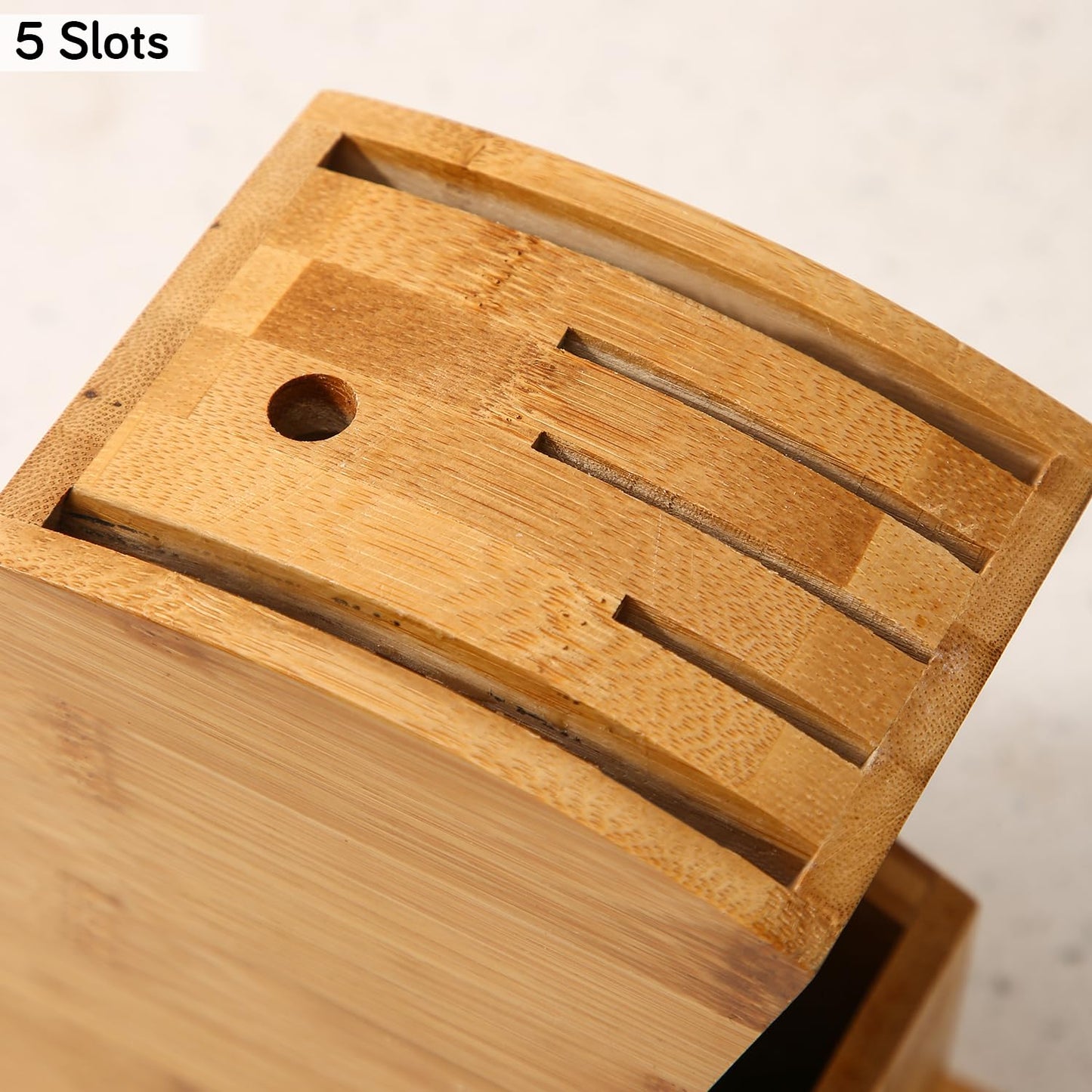 Wooden Knife Holder for Kitchen, Universal Knives Holder Stand with 5 Slots