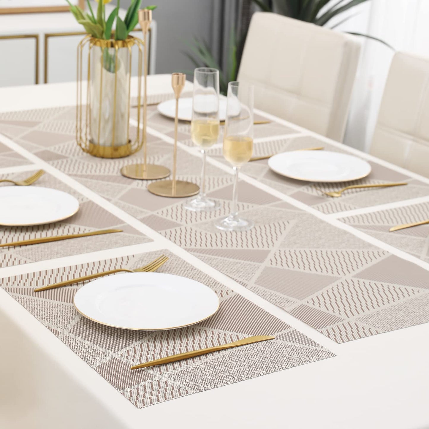 PVC Dining Table Mats, Abstract Beige