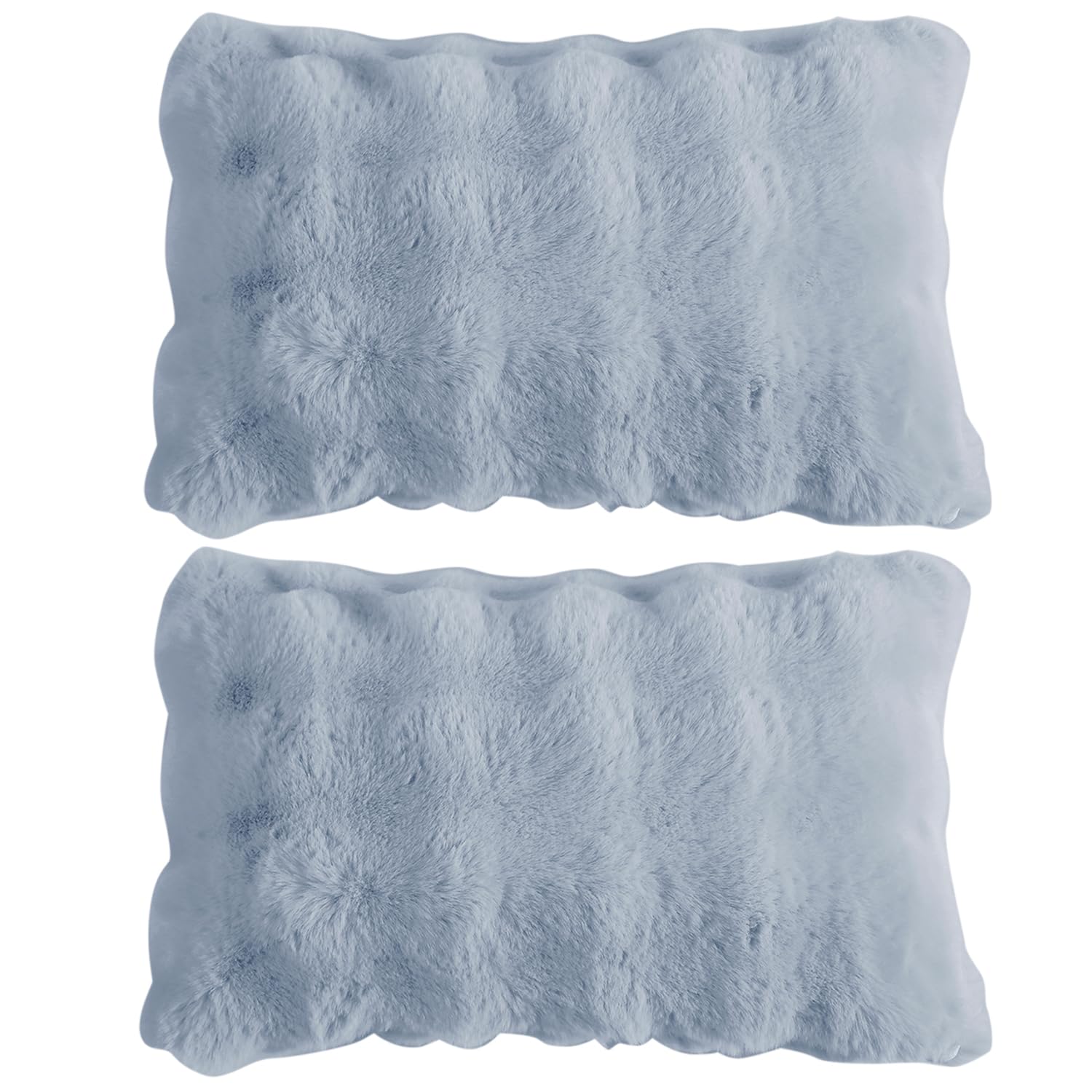 Buy cosy Charm Blue Colour Cute Zippered faux rabbit fur Cushion Covers