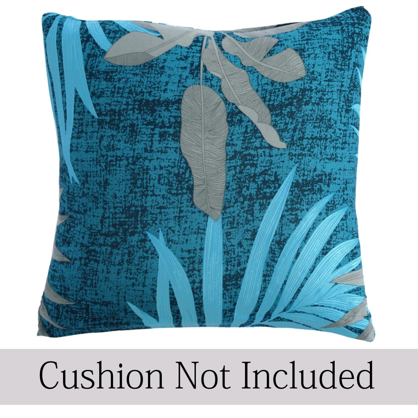 Stretchable Pack of 2 Cushion Cover 16x16, Sea Blue Tropical Leaves