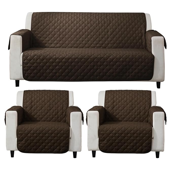 Quilted Polyester Sofa Cover Mat Pet Friendly, Chocolate Brown