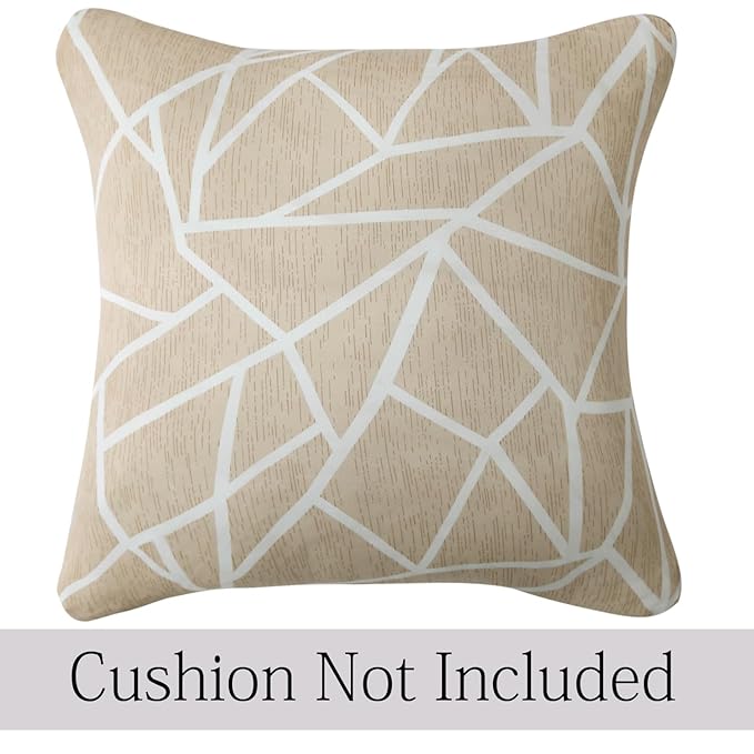 Waterproof & Quick-Dry Quilted Sofa Cover with Pockets on Armrest, Beige Abstract Geometry