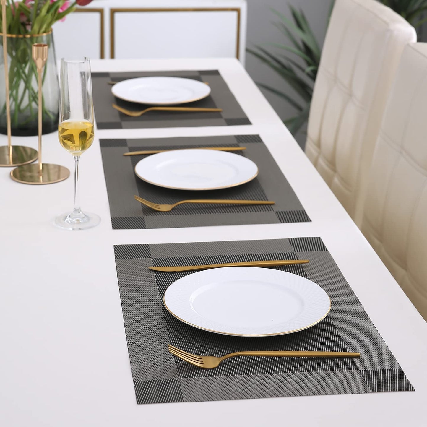 PVC Dining Table Mats, Grey
