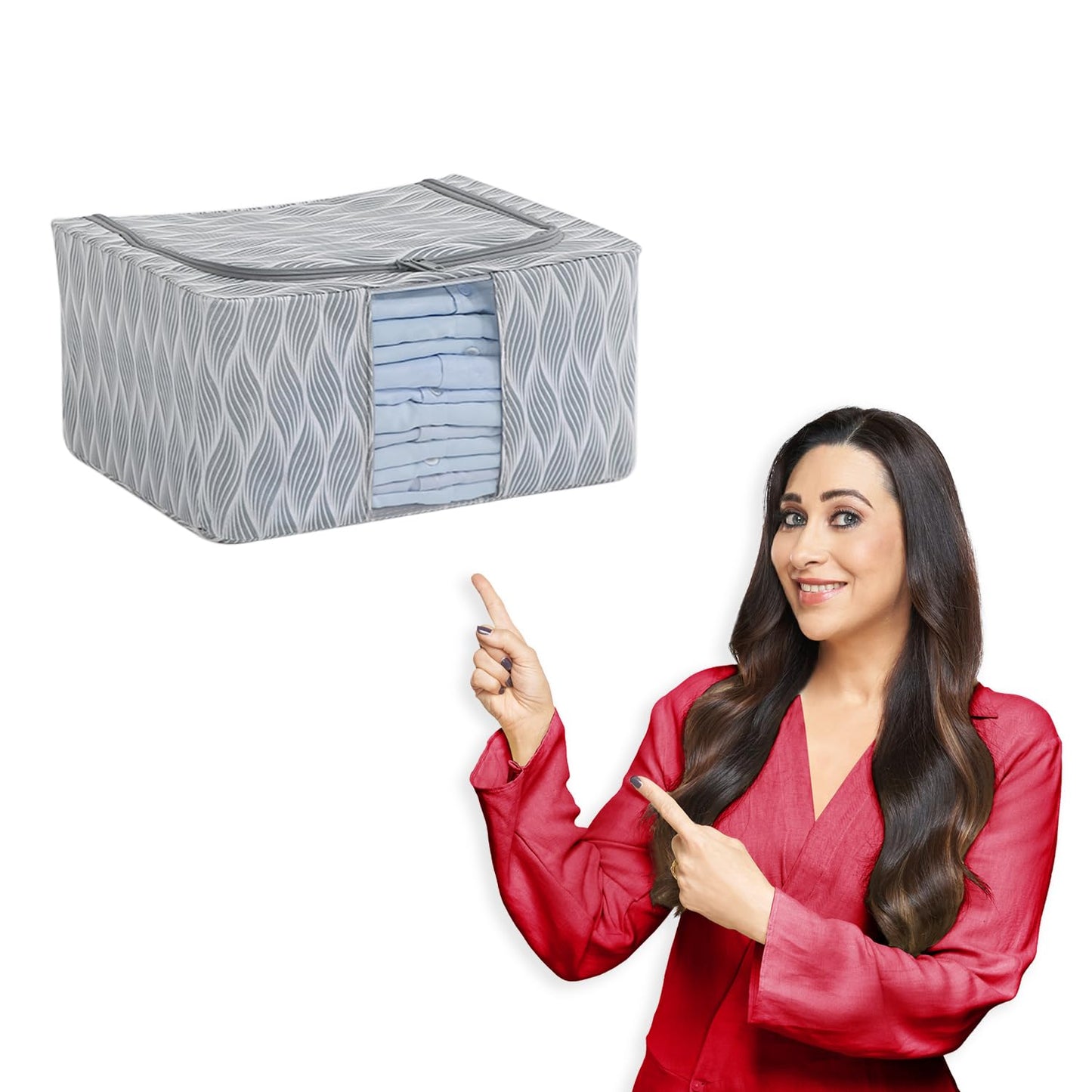 Sturdy, Stackable and Moisture Resistant Non-Woven Cloth Organiser for Storage, Grey