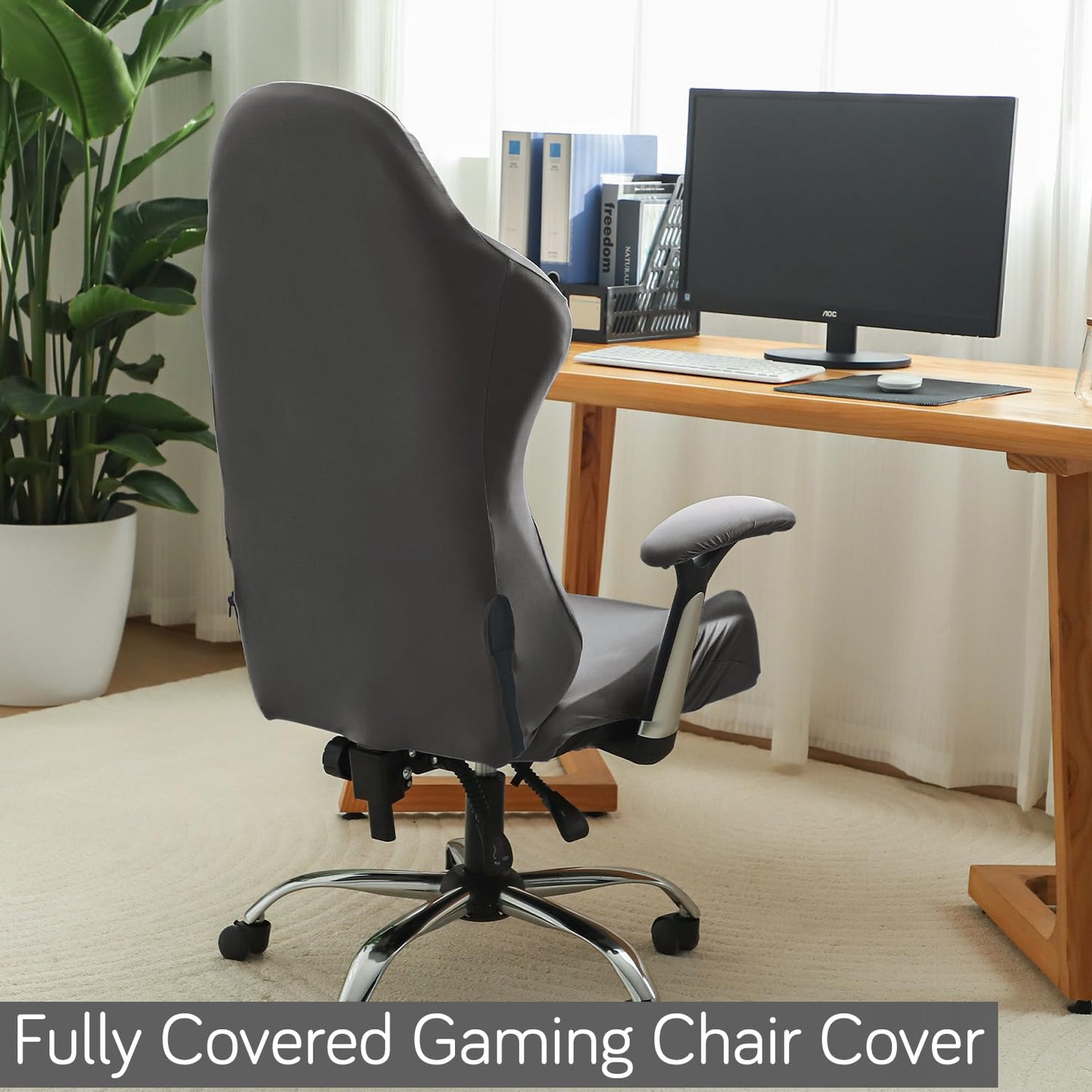 Gaming Stretchable Chair Cover for Computer Rotating Chair, Grey