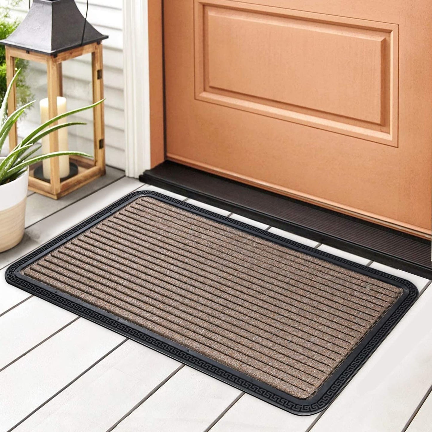 All Purpose Doormat with Rubber Backing, Thick mat for Outdoor and Indoor use, Brown