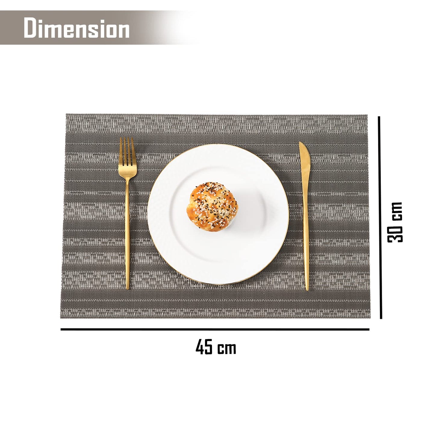 PVC Dining Table Mats, Shadow Grey