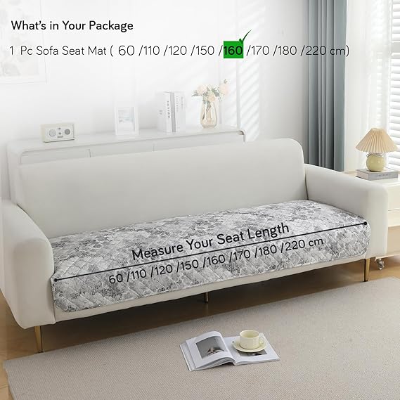 Quilted, Waterproof and Anti-Slip Sofa Cover Mat, Abstract Pale Grey