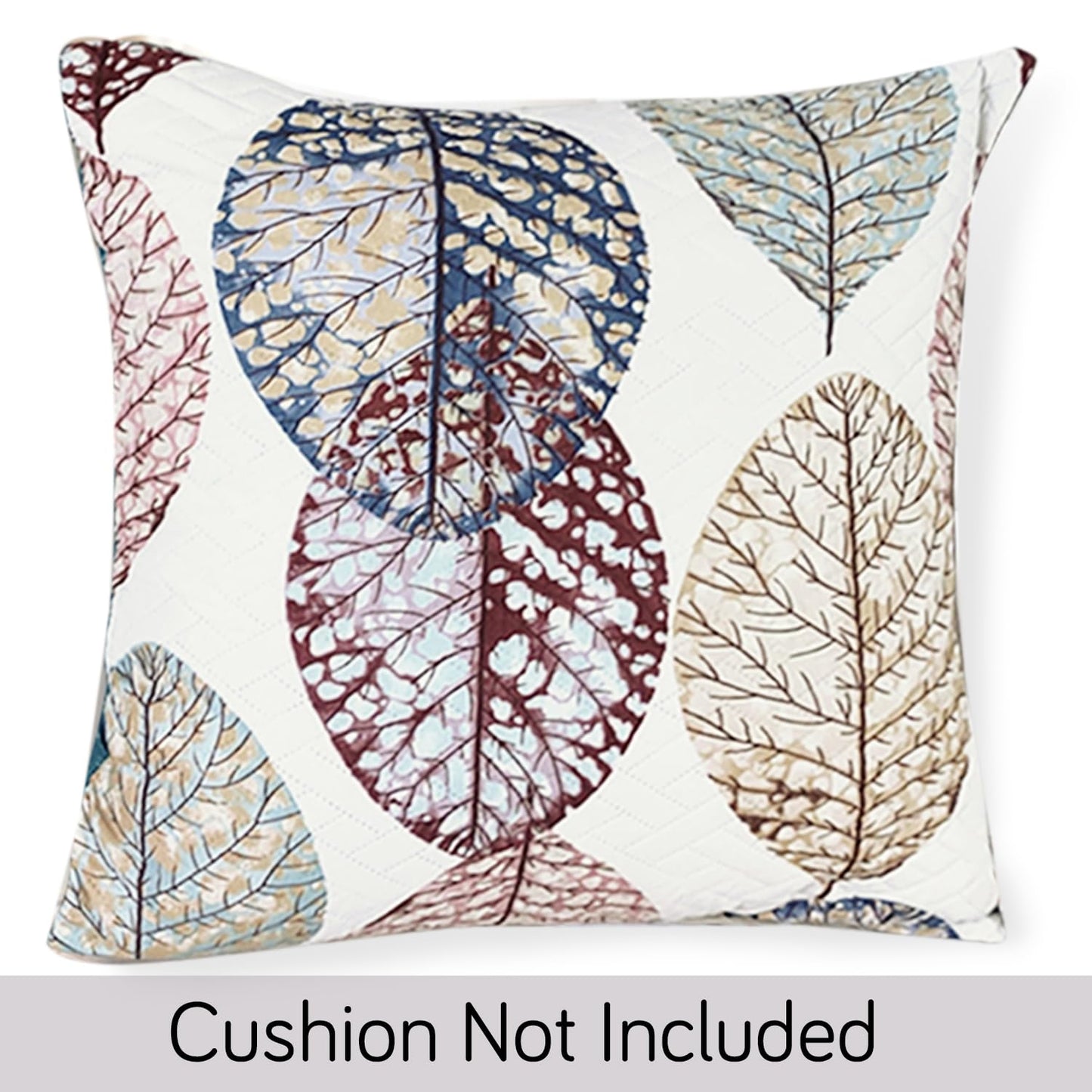 HOKIPO Printed Quilted Sofa Cushion Cover Pack of 2, Multicolor Linden Leaf