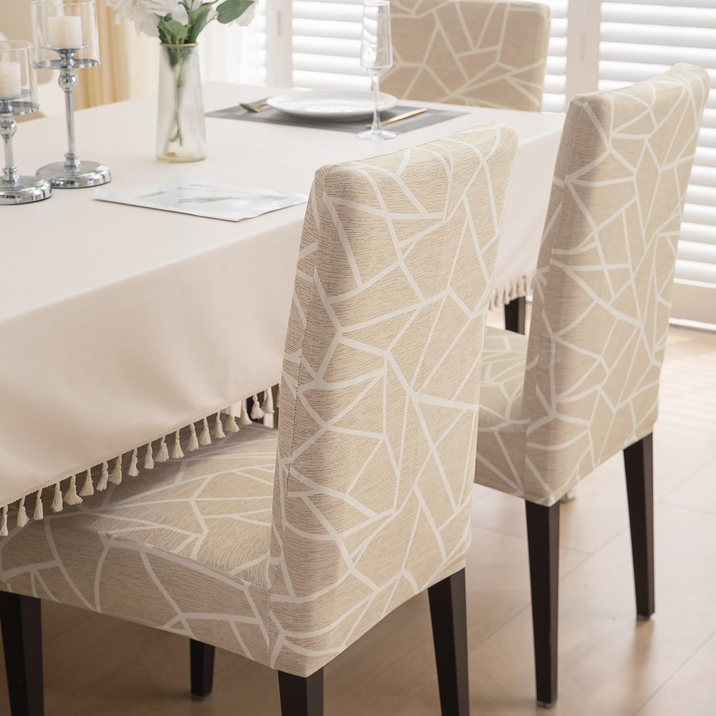 Beige Abstract Geometry Print stylish chair cover