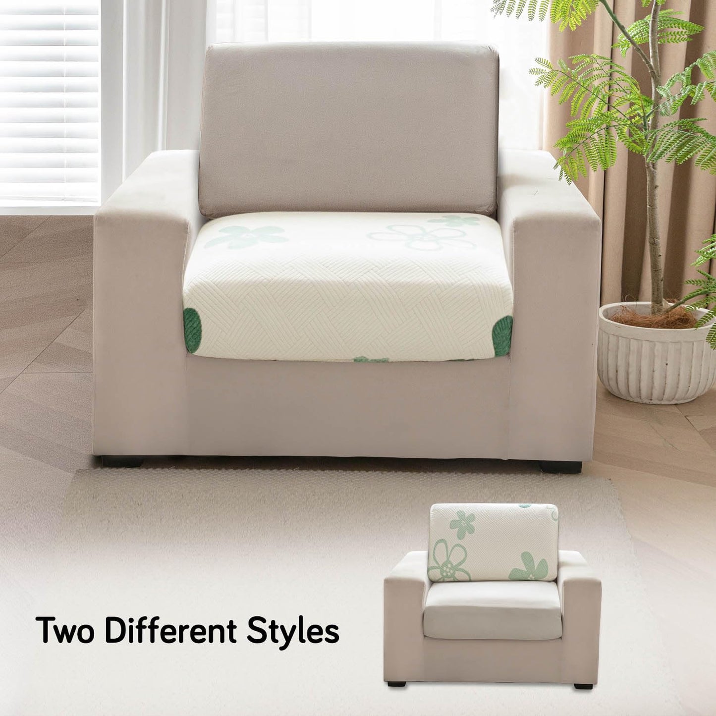 Stretchable Thick Fleece Textured Seat Couch Cushion Cover for 1/2/3 Seater, Celadon Green