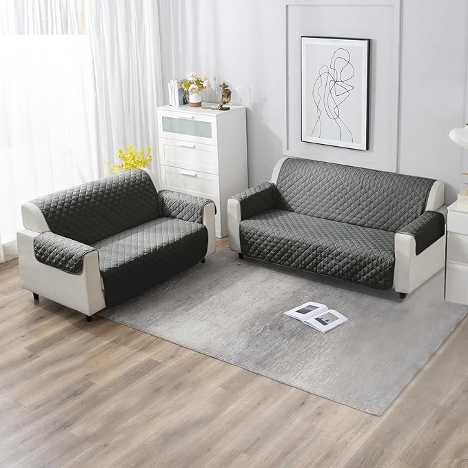 Anchor Grey quilted 3 2 seater sofa cover