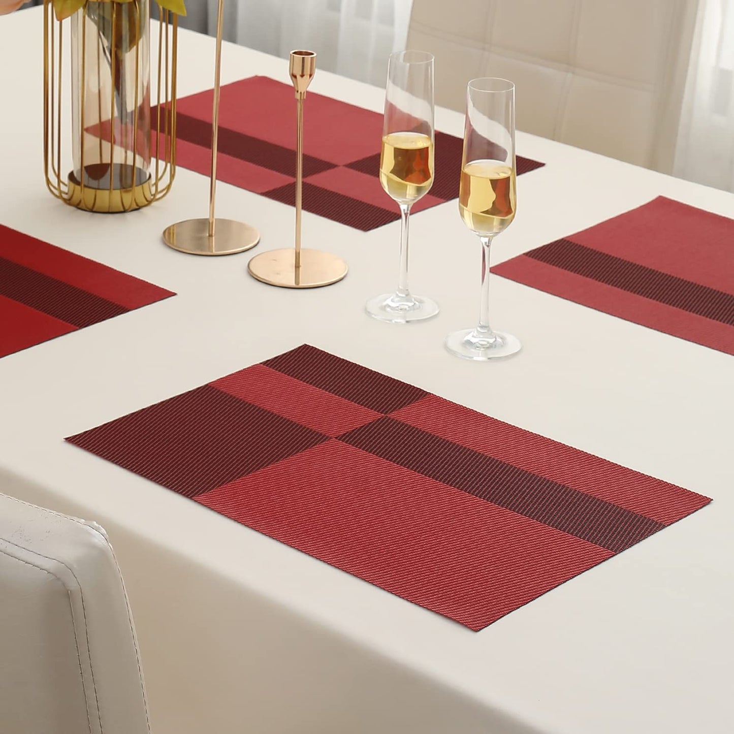 PVC Dining Table Mats, Ruby Red