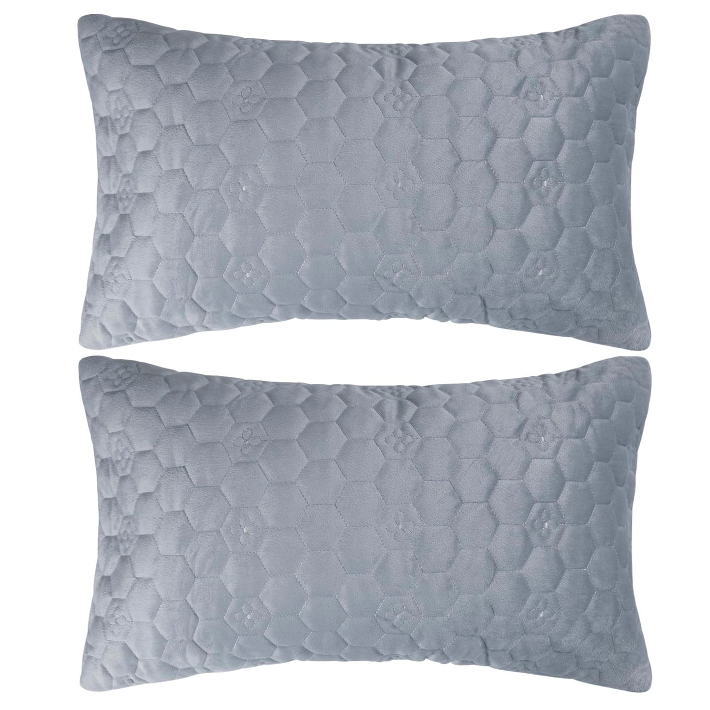 Buy Cute Light Grey colour Zippered Hexagonal Texture Velvet Cushion Covers