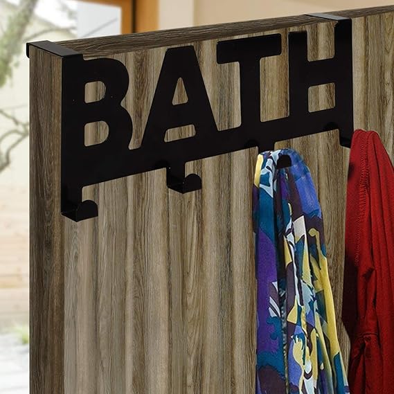 Metal Over The Door Hook Hanger for Clothes, Towel, Coat Hanging Hooks Rail, Black