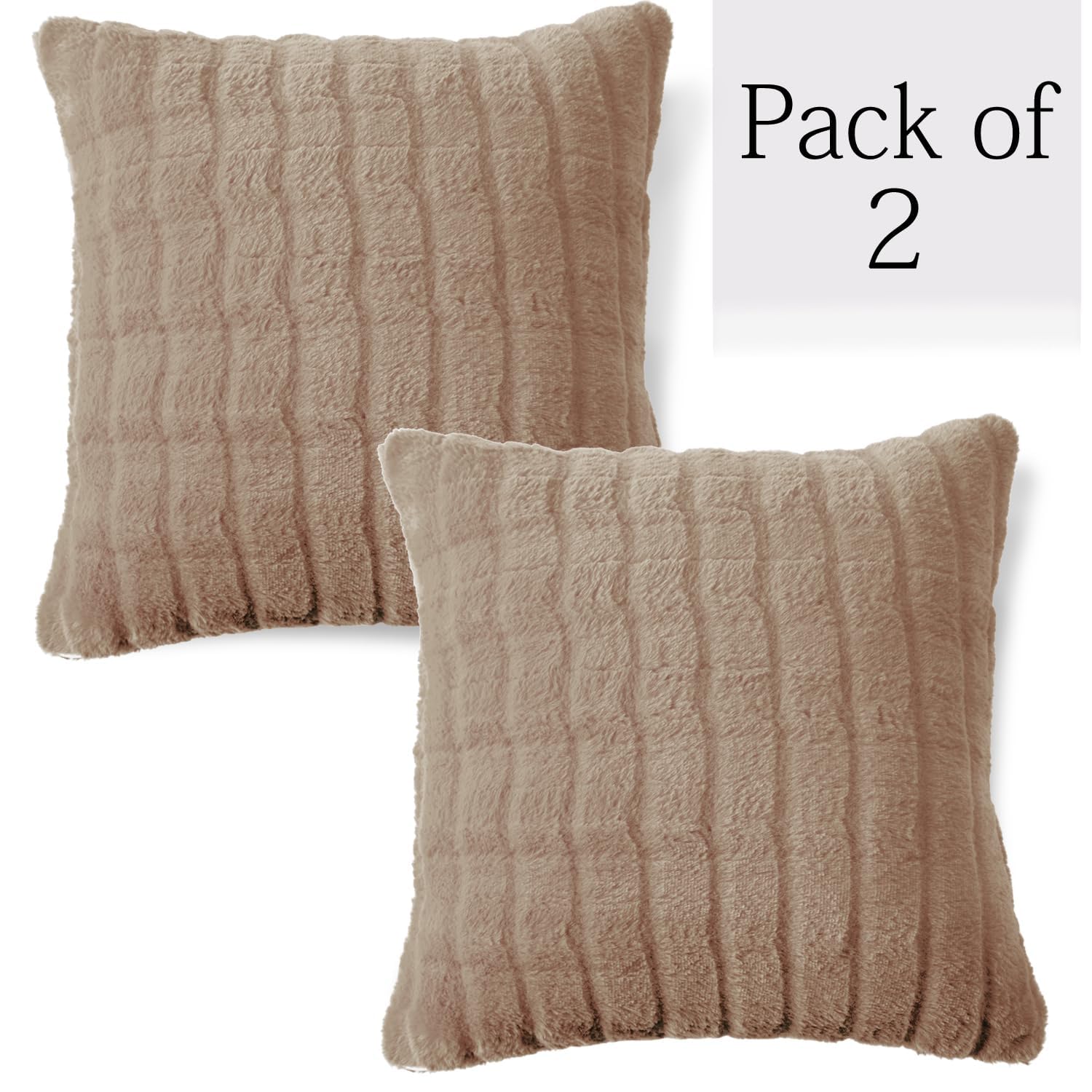 Buy Beige Colour Premium Zippered Plush pillow covers in set of 2