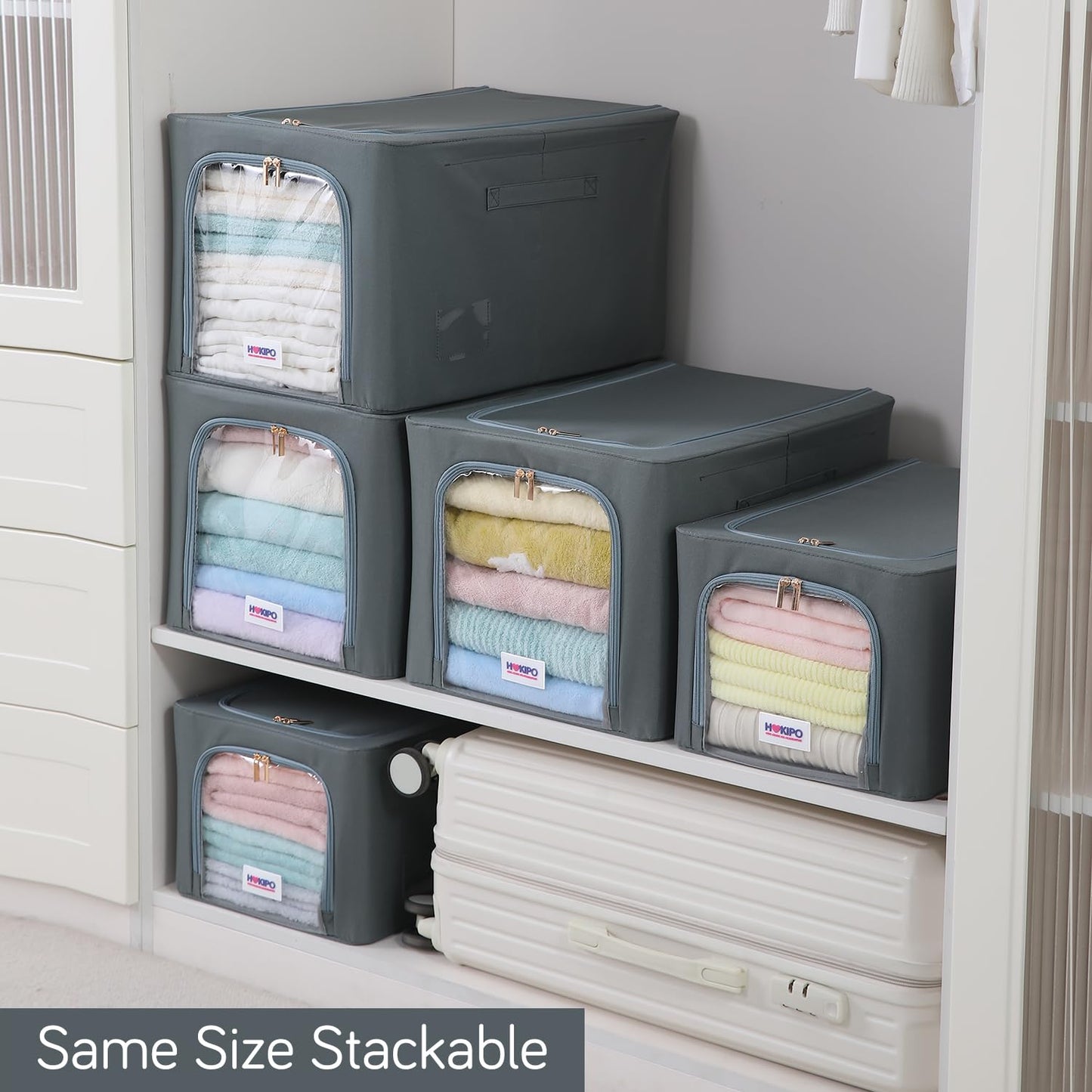 600D Oxford Fabric Wardrobe Organizer for Storage - Grey