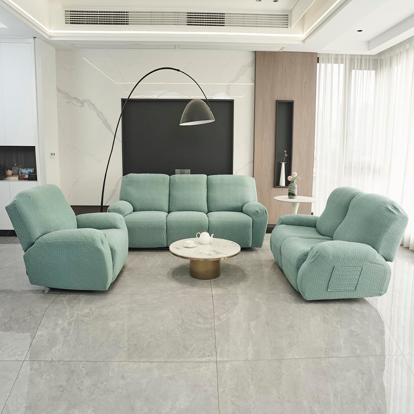 Premium 170 GSM Jacquard Fully Covered Recliner Sofa Cover for 1/2/3 Seaters, Green