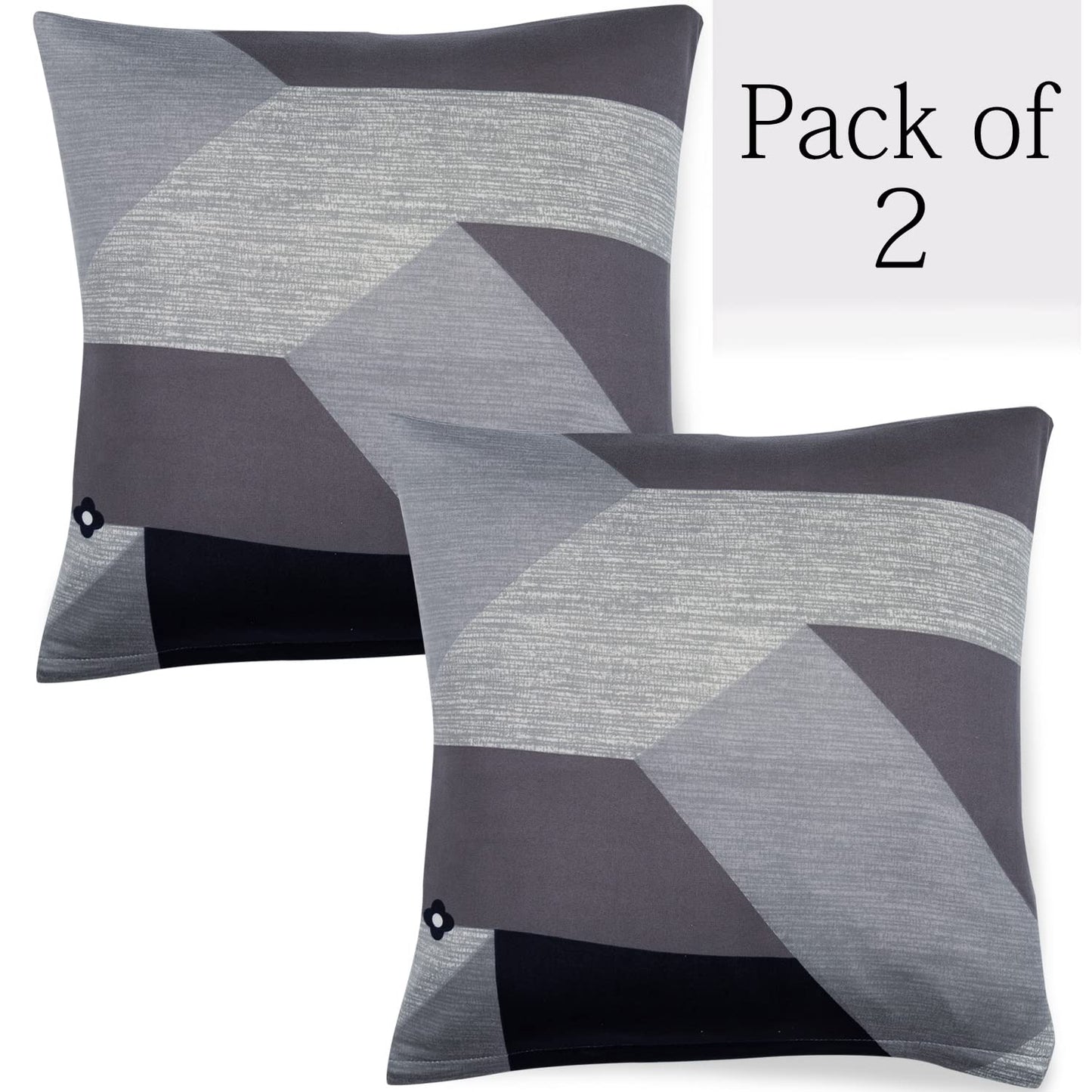 Geometric Grey Printed 16x16 zippered square sofa cushion covers Set of 2