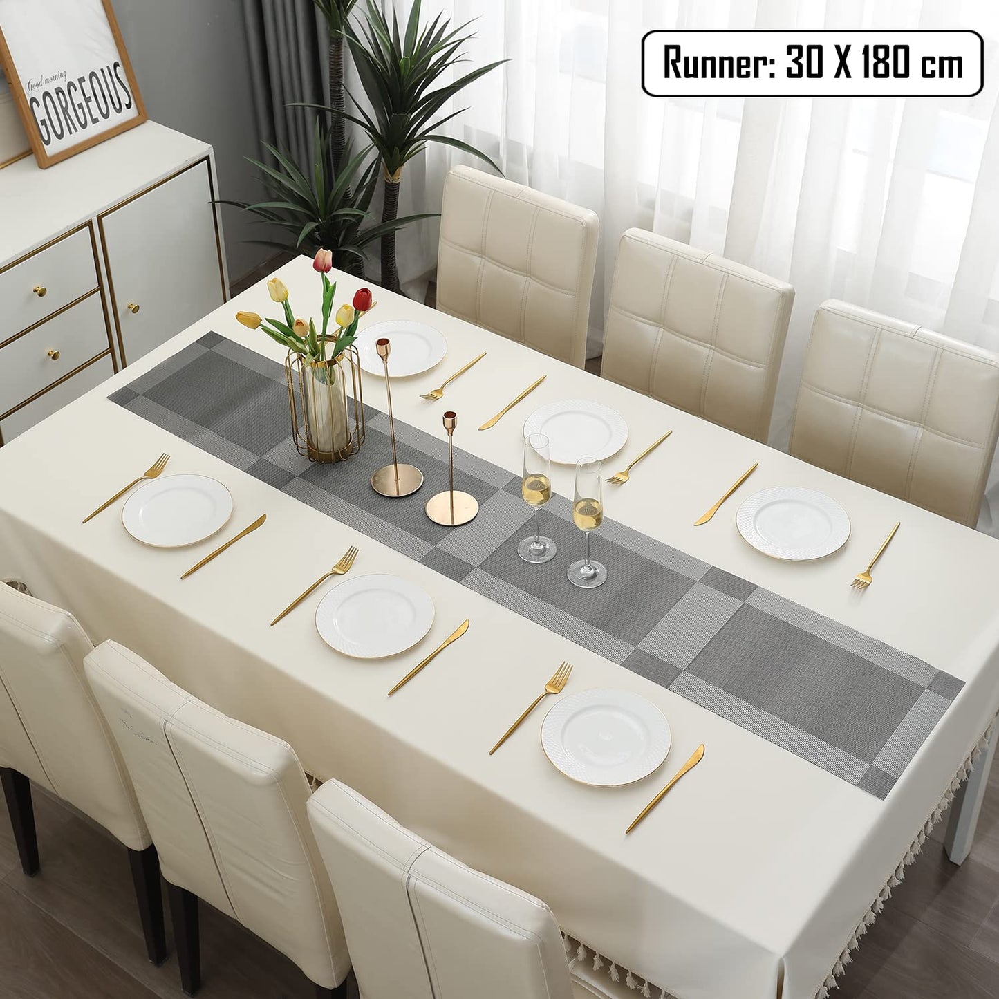 PVC Table Runner, Silver