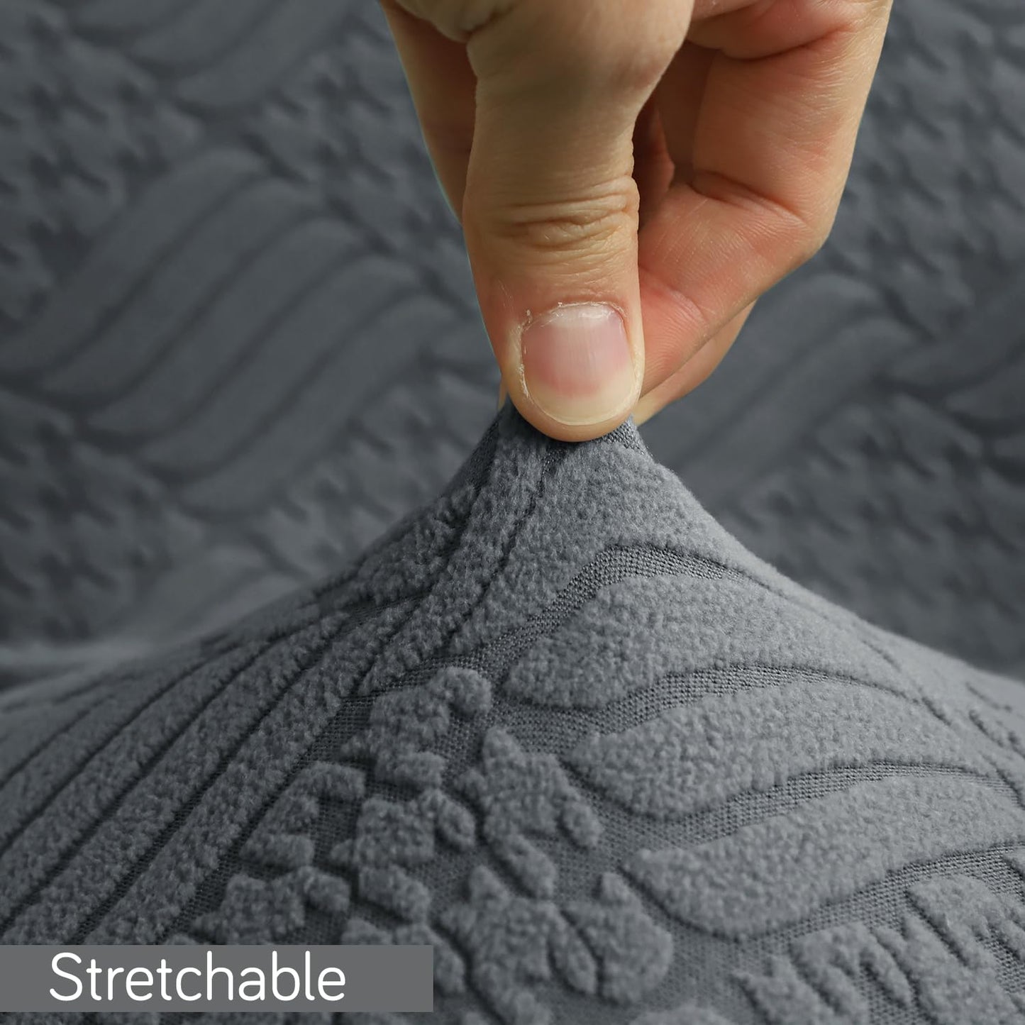 Stretchable Jacquard Office Chair Cover, Dark Grey