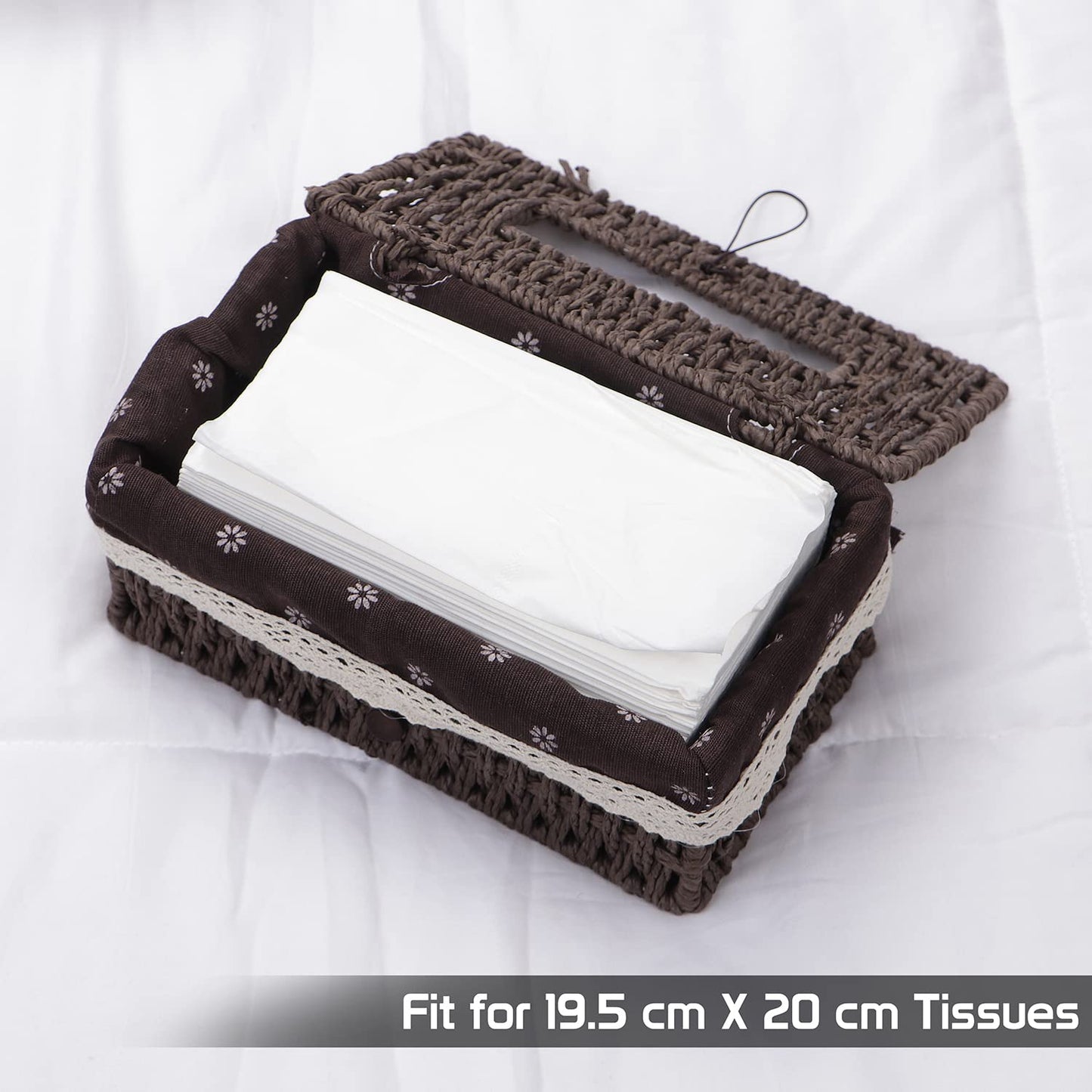Handwoven Eco-Friendly Paper Weave Tissue Paper Holder, Brown