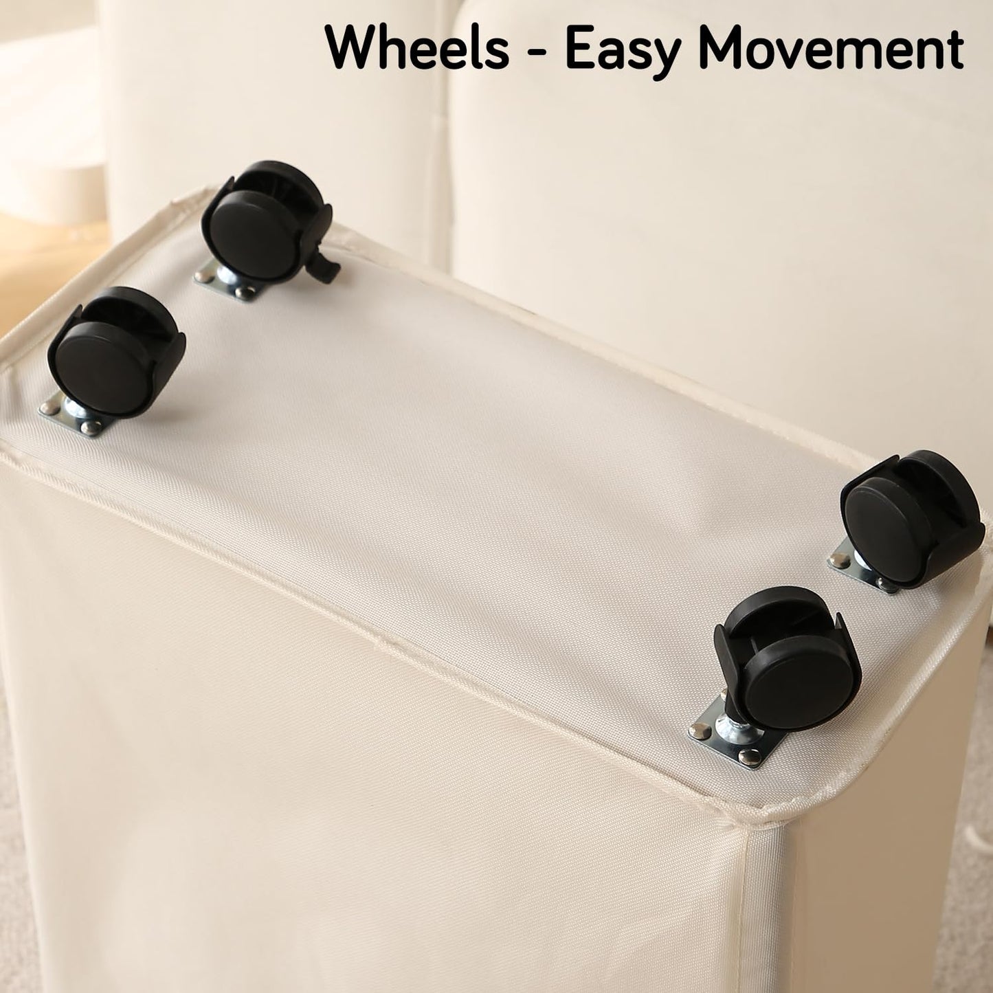 Laundry Basket Bag with Wheels Hamper, Cream