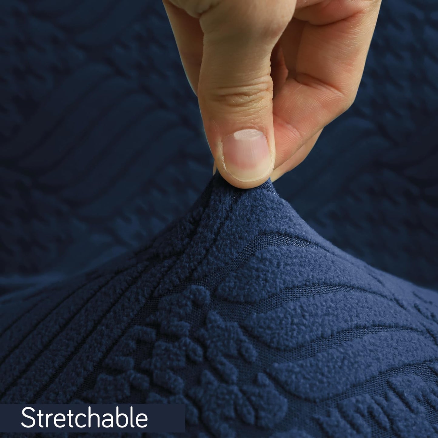 Stretchable Jacquard Office Chair Cover, Navy Blue