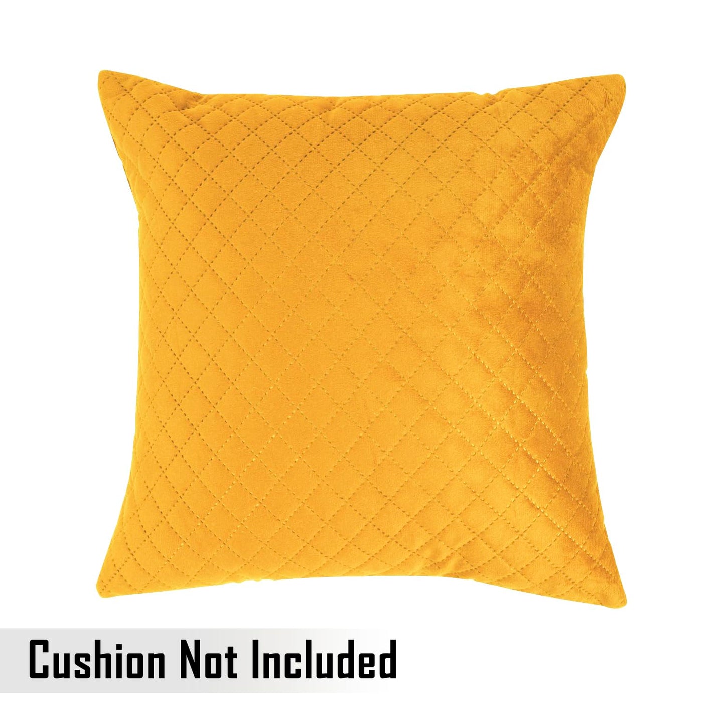 Quilted Velvet Sofa Cushion Cover Pack of 2, Mustard Yellow