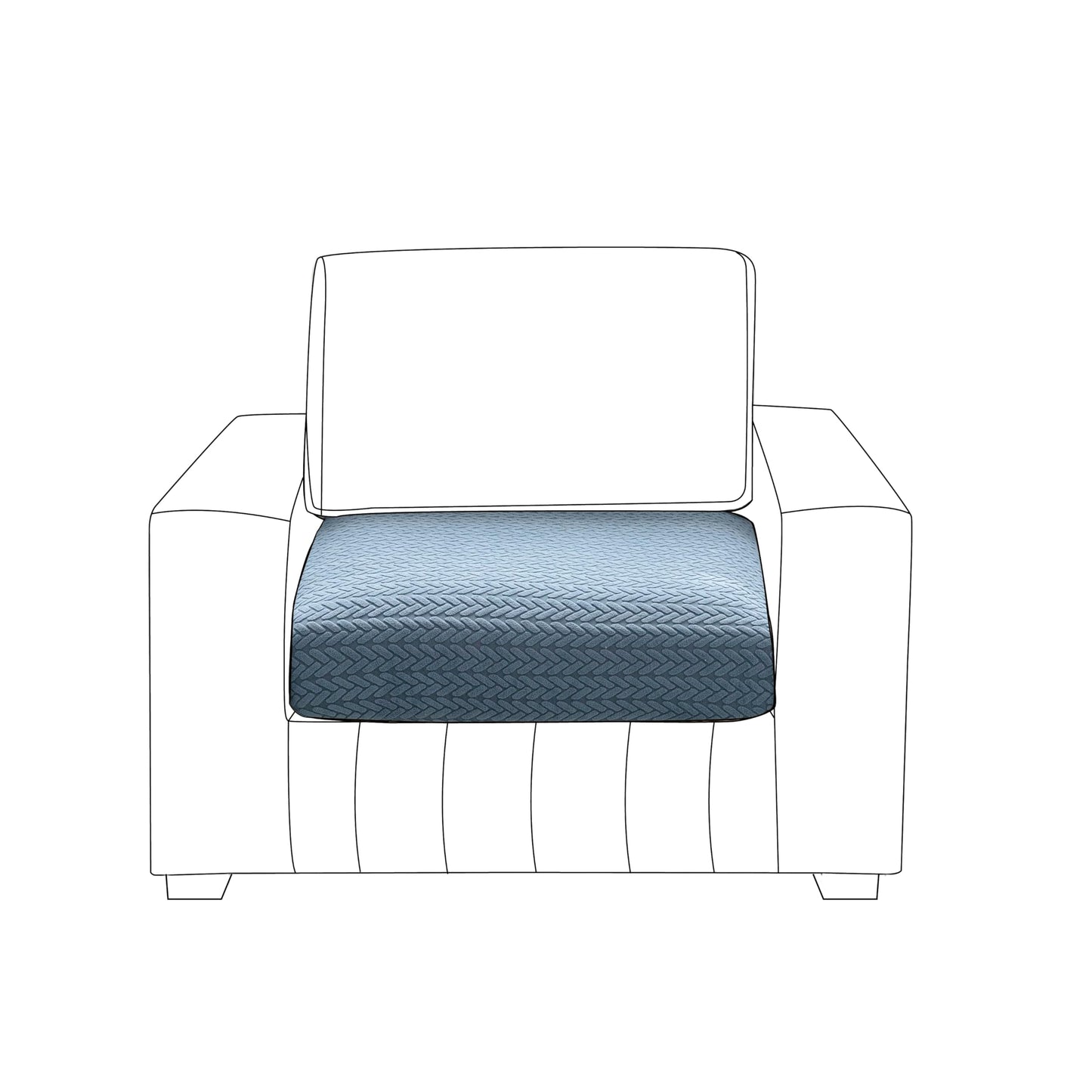 Stretchable Thick Jacquard Textured Seat Couch Cushion Cover for 1/2/3 Seaters, Dark Blue