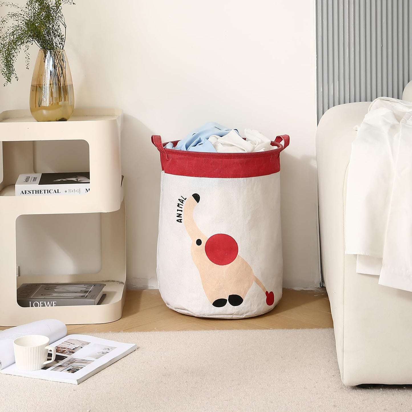 Fun Laundry Bag for Kids, Elephant Print Toy Organiser Storage Basket