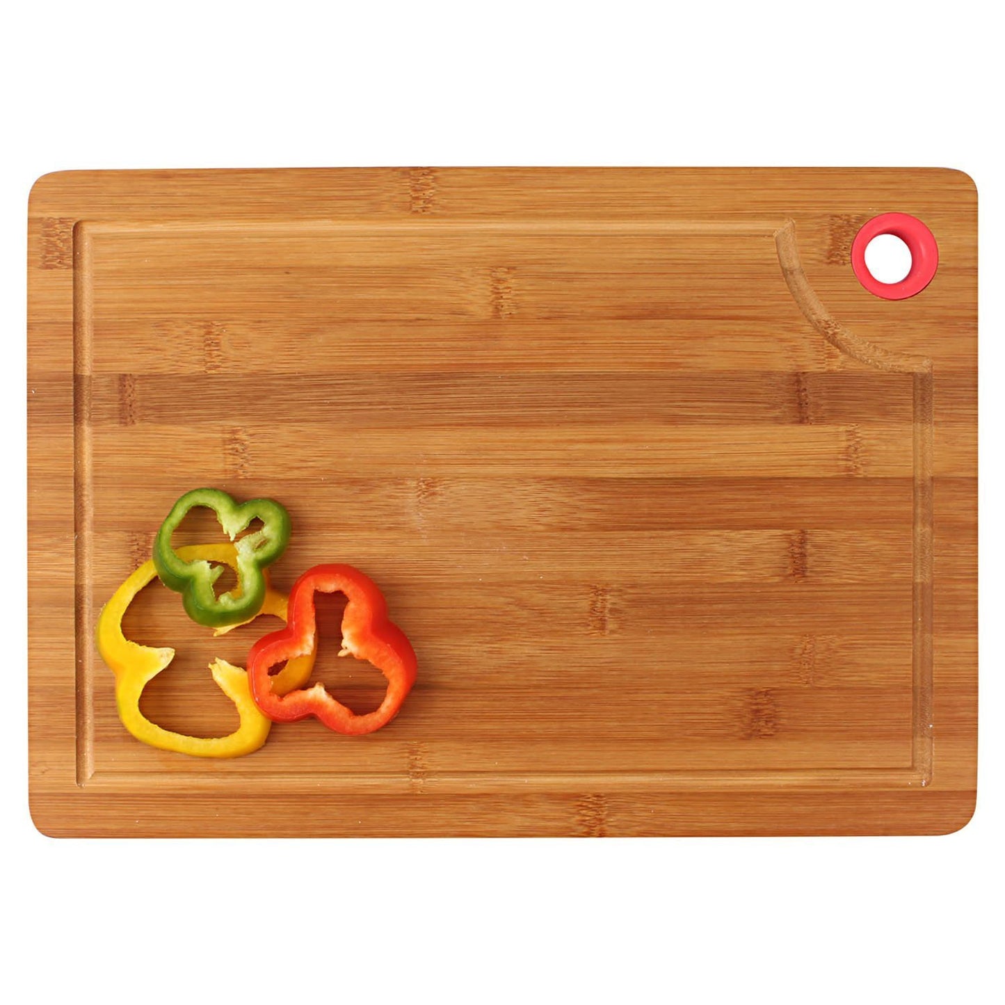 Large & Thick Bamboo Wood Chopping Board with Drip Groove and Finger Hole Large (Brown, 40x28 x1.5 cm)