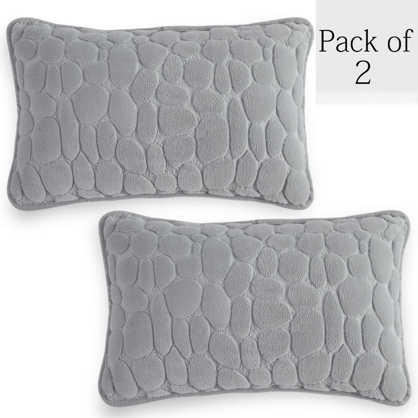 Milk Velvet Pebble Cushion Cover Pack of 2, Moon Grey