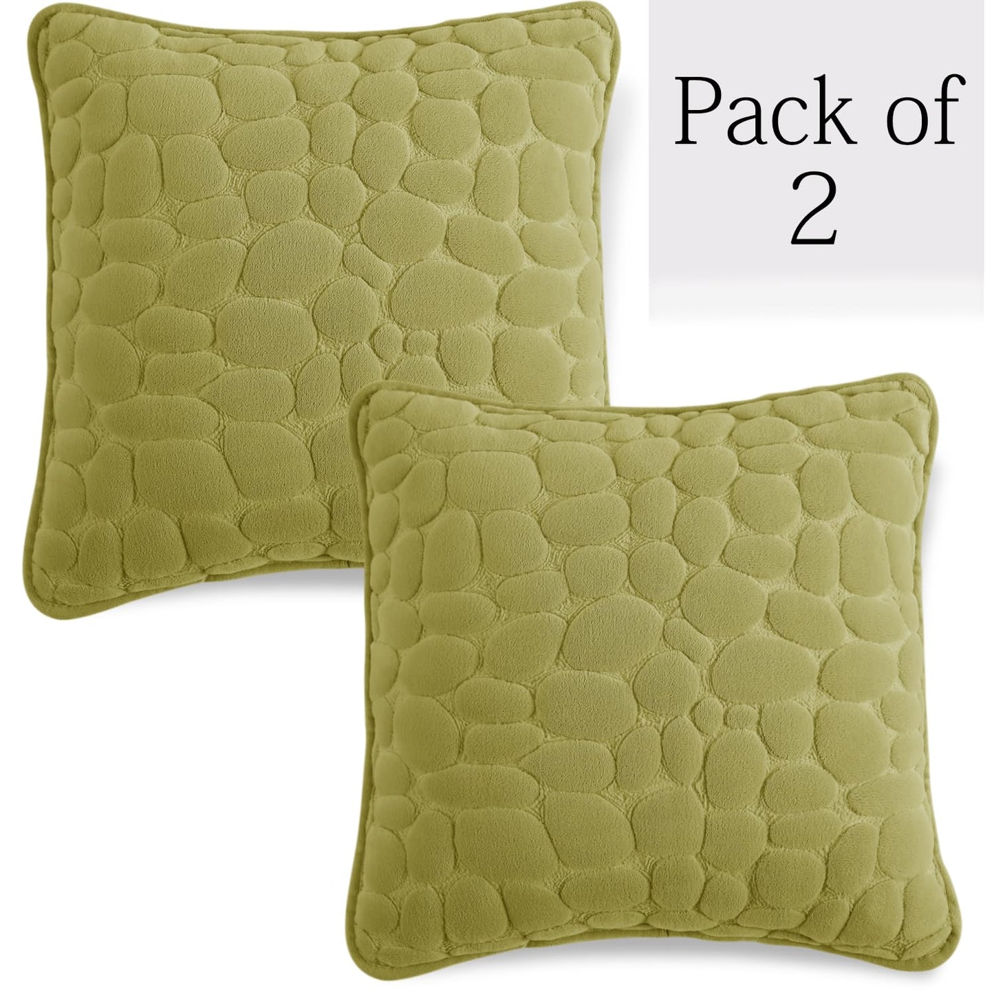 Buy Pristine Green Colour Premium Zippered Pebble Texture Milk Velvet cushion covers in set of 2
