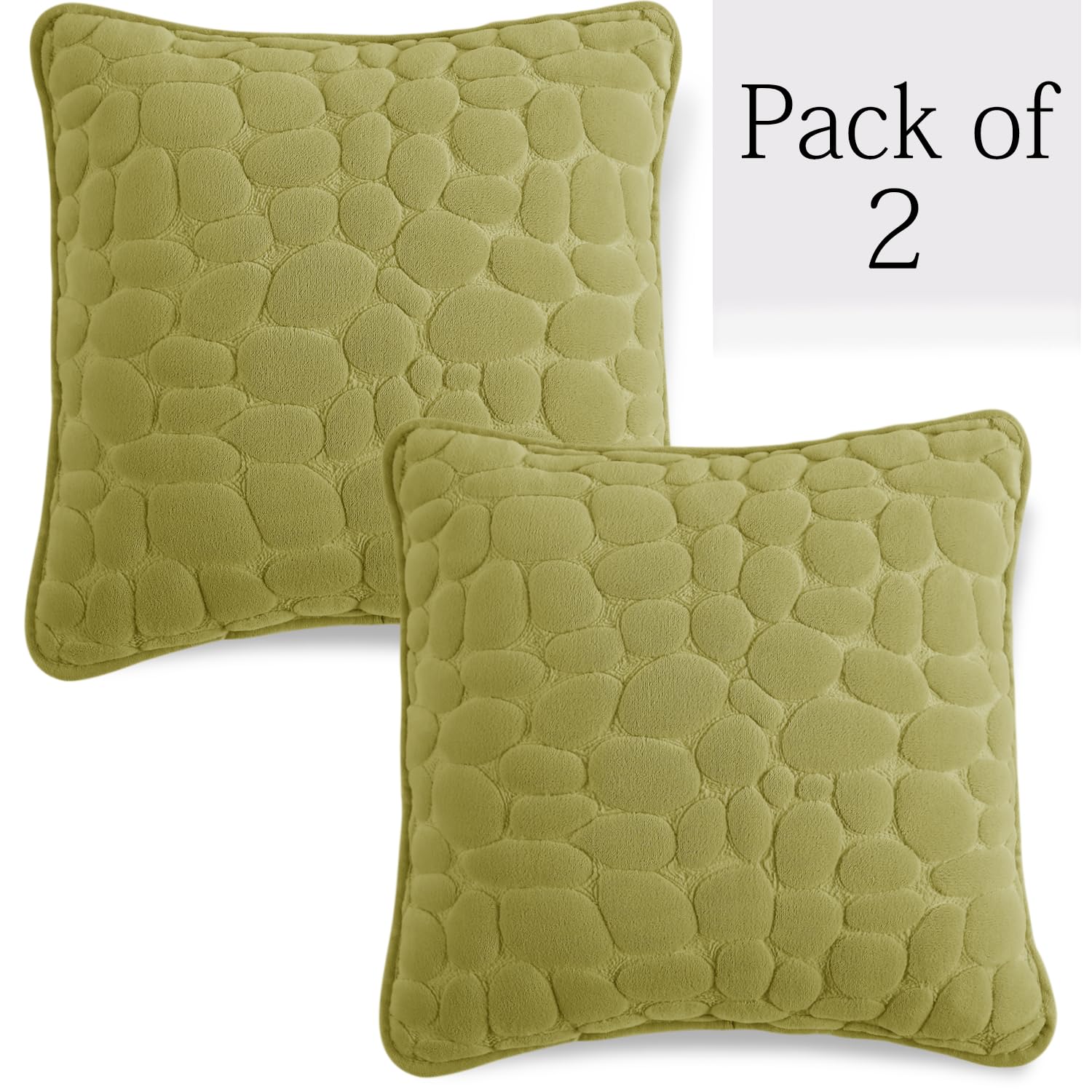Buy Pristine Green Colour Premium Zippered Pebble Texture Milk Velvet cushion covers in set of 2